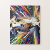 ボルゾイドッグポートレートアクリルアートプリントドッグ恋人 ジグソーパズル (縦)