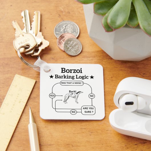 ボルゾイバーキング論理おもしろい犬オーナー皮肉 キーホルダー (デスク)