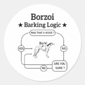 ボルゾイバーキング論理おもしろい犬オーナー皮肉 ラウンドシール (正面)