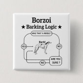 ボルゾイバーキング論理おもしろい犬オーナー皮肉 缶バッジ (正面)