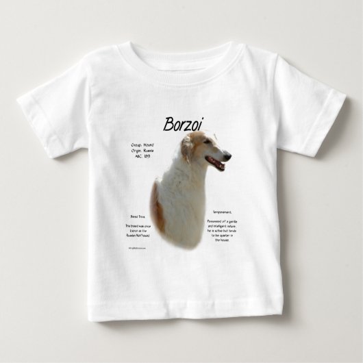 ボルゾイヒストリーデザイン ベビーTシャツ (正面)
