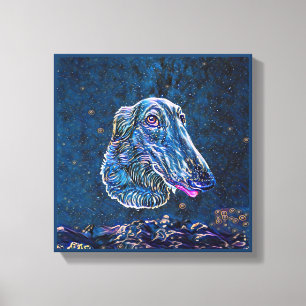 ボルゾイブルースターリーナイト絵画ズスタイル キャンバスプリント