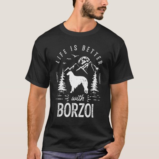 ボルゾイライフより良いママパパ犬 Tシャツ (正面)