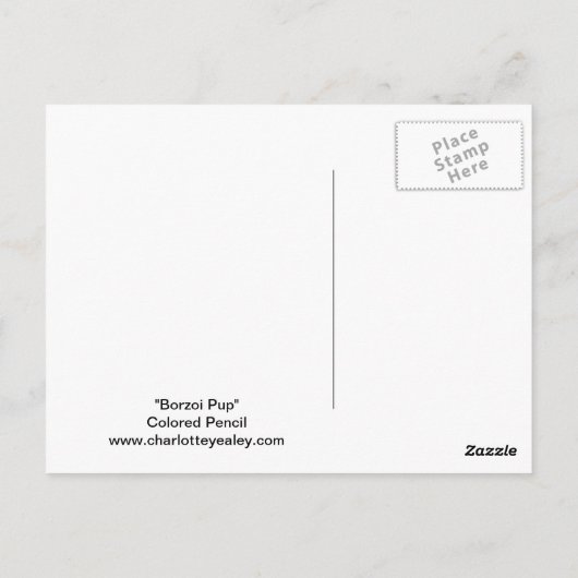 ボルゾイロシアのウルフハウンド犬のアートポストカード ポストカード (裏面)