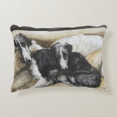 ボルゾイロシアのウルフハウンド犬アート枕 アクセントクッション (正面)