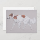 ボルゾイロシアウルフハウンド犬のアートポストカード ポストカード (正面/裏面)