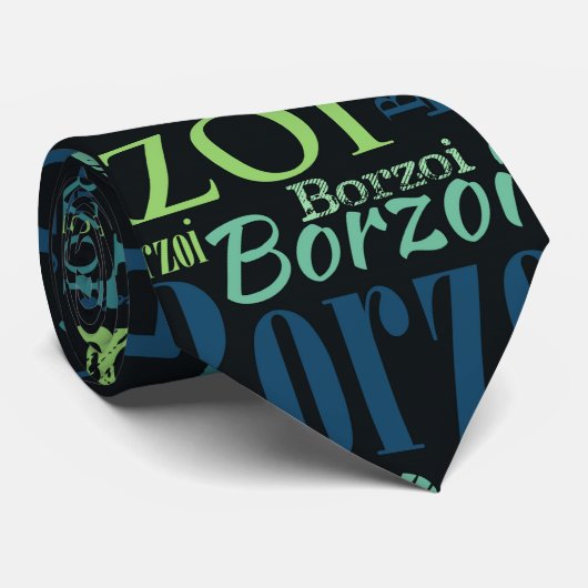ボルゾイ犬の単語の芸術パターン ネクタイ (ロール)