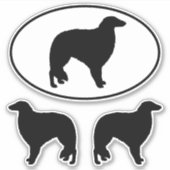 ボルゾイ犬はシルエットを育てるビニールステッカーセット シール (正面)