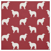ボルゾイ犬シルエット赤と白パターン(の模様が)ある ファブリック (見本)