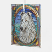 ボルゾイ犬「ステンドグラス」 ガラスオーナメント (正面左)