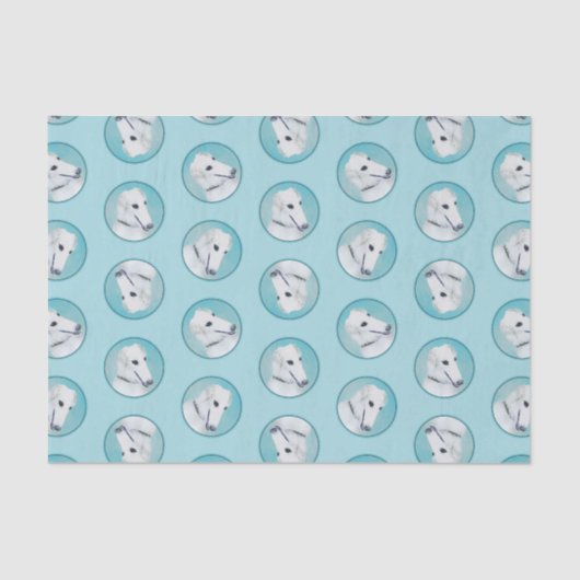 ボルゾイ絵を描ホワイトロシアのズ犬アート 薄葉紙 (正面)