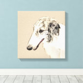 ボルゾイ絵画のオリジナルドッグアート キャンバスプリント (インサイチュ (ウッドフロア))