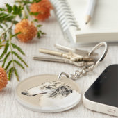 ボルゾイ絵画のオリジナルドッグアート キーホルダー (正面右)