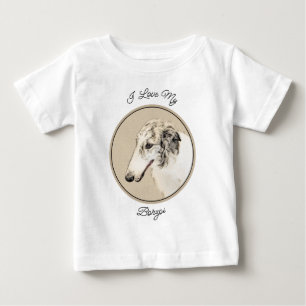 ボルゾイ絵画のオリジナルドッグアート ベビーTシャツ