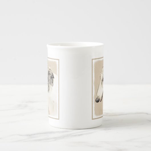 ボルゾイ絵画のオリジナルドッグアート ボーンチャイナマグカップ (正面)