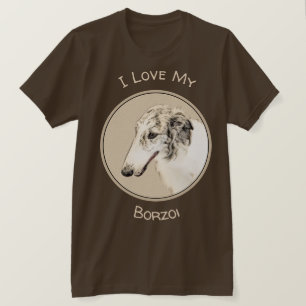 ボルゾイ絵画のオリジナルドッグアート Tシャツ