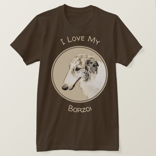 ボルゾイ絵画のオリジナルドッグアート Tシャツ (デザイン正面)