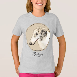 ボルゾイ絵画のオリジナルドッグアート Tシャツ