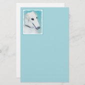 ボルゾイ絵画ズ(白) – かわいいオリジナルドッグアート (正面/裏面)