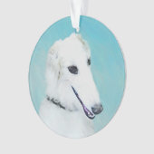 ボルゾイ絵画ズ（白） – かわいいオリジナルドッグアート オーナメント (正面)