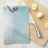 ボルゾイ絵画ズ(白) – かわいいオリジナルドッグアート キッチンタオル (四つ折り)