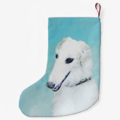 ボルゾイ絵画ズ（白） – かわいいオリジナルドッグアート スモールクリスマスストッキング (裏面)