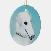 ボルゾイ絵画ズ(白) – かわいいオリジナルドッグアート セラミックオーナメント (右)