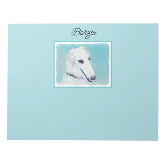 ボルゾイ絵画ズ（白） – かわいいオリジナルドッグアート ノートパッド (正面)