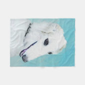 ボルゾイ絵画ズ(白) – かわいいオリジナルドッグアート フリースブランケット (正面(横))