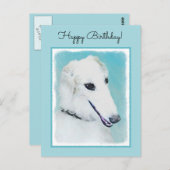 ボルゾイ絵画ズ（白） – かわいいオリジナルドッグアート ポストカード (正面/裏面)