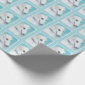 ボルゾイ絵画ズ(白) – かわいいオリジナルドッグアート ラッピングペーパー (角)