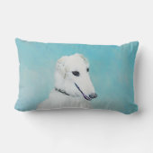 ボルゾイ絵画ズ（白） – かわいいオリジナルドッグアート ランバークッション (裏面)