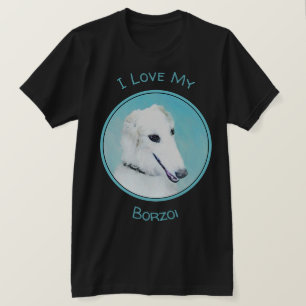 ボルゾイ絵画ズ(白) – かわいいオリジナルドッグアート Tシャツ