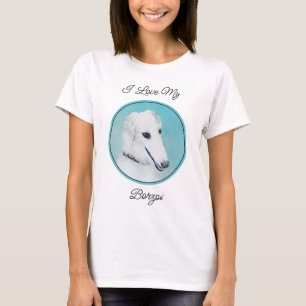ボルゾイ絵画ズ(白) – かわいいオリジナルドッグアート Tシャツ