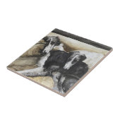 ボルゾイ·ウロシアのルフハウンド犬芸術陶材2枚 タイル (側面)