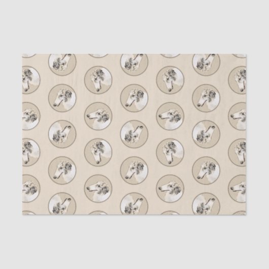 ボルゾイ・シルバー・ブリント絵を描ルのウルフハウンド・ドッグ・アート 薄葉紙 (正面)