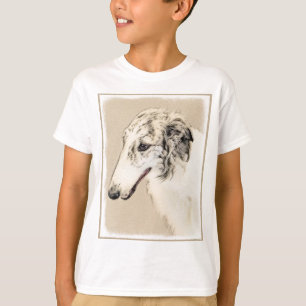 ボルゾイ (シルバー・ブリンドル) 絵画 オリジナル・ドッグ・アート Tシャツ