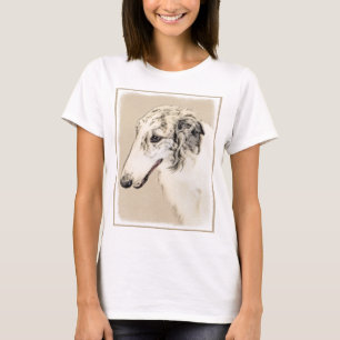 ボルゾイ (シルバー・ブリンドル) 絵画 オリジナル・ドッグ・アート Tシャツ