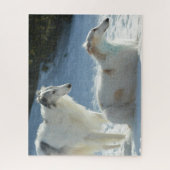 ボルゾイ-ロシアの雪の中のウルフハウンド犬 ジグソーパズル (縦)