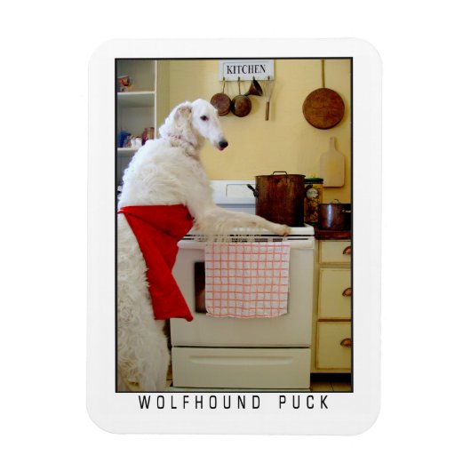 ボルゾイ ロシアン・ウルフハウンド "Wolfhound Puck" 犬 マグネット (縦)