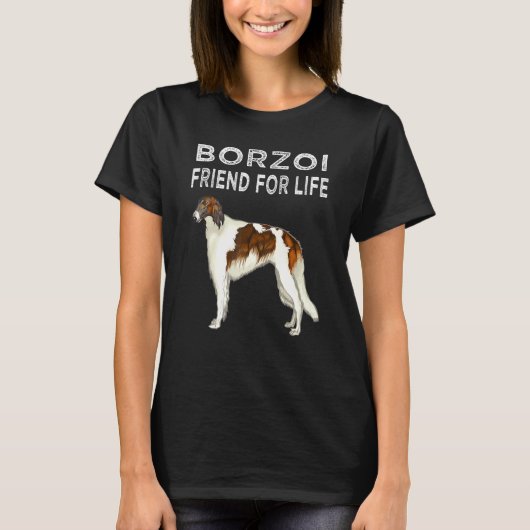 ボルゾイ 友達 一生 犬 愛 Tシャツ (正面)