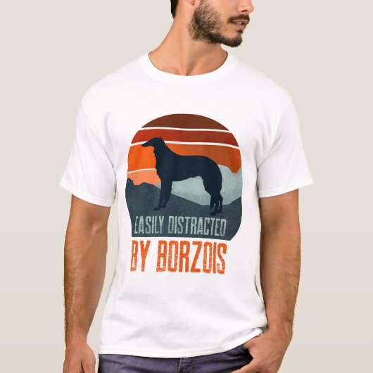 ボルゾイ+散歩に夢中 Tシャツ (正面)