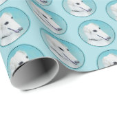 ボルゾイ（白）絵画のかわいいオリジナルドッグアート ラッピングペーパー (ロールコーナー)