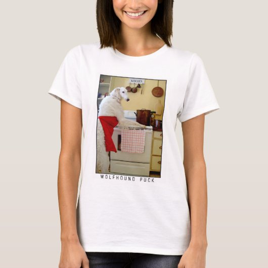 ボルゾイ "Wolfhound Puck" 犬 Tシャツ (正面)