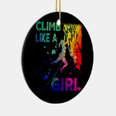 ボルダリングロッククライマー女の子ロックClのように登る セラミックオーナメント (右)