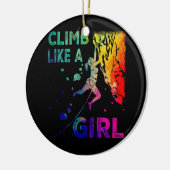 ボルダリングロッククライマー女の子ロックClのように登る セラミックオーナメント (左)