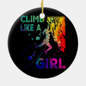 ボルダリングロッククライマー女の子ロックClのように登る セラミックオーナメント (裏面)