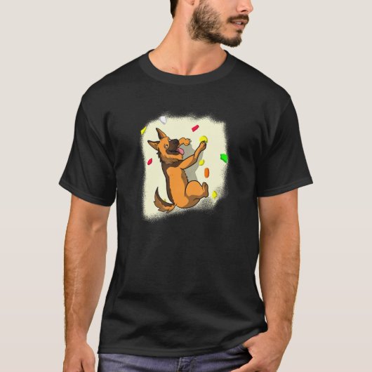 ボルダリング クライミング 羊飼い犬 私 ドイツ牧羊犬 ボ Tシャツ (正面)