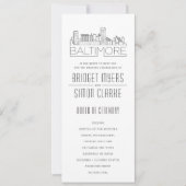 ボルチモアのスタイライズされたスカイライン | 結婚式のプログラム 招待状 (正面)