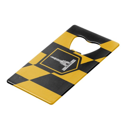 ボルチモアのステンレス鋼ボトルオープナー国旗 クレジットカード栓抜き (正面アングル)